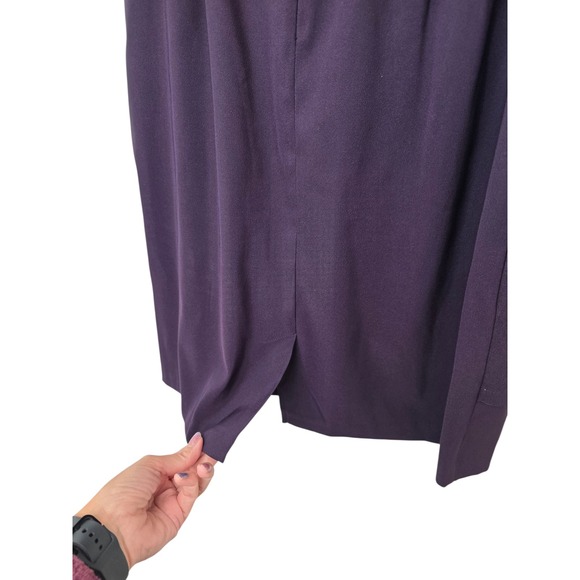 Connected Apparel Women Purple Beaded Neckline Tiered Sheath Dress Size 6 - Picture 8 of 11